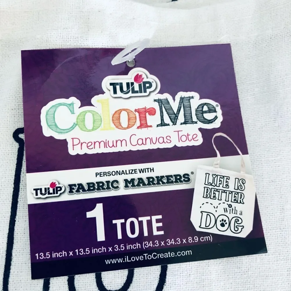 Color Me Canvas Tote Bag Life is Better with a Dog
